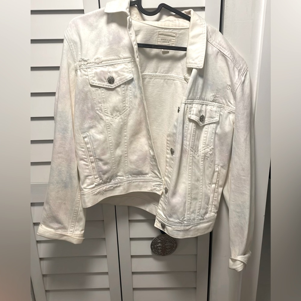American Eagle Outfitters Jean jacket with tie dye accents